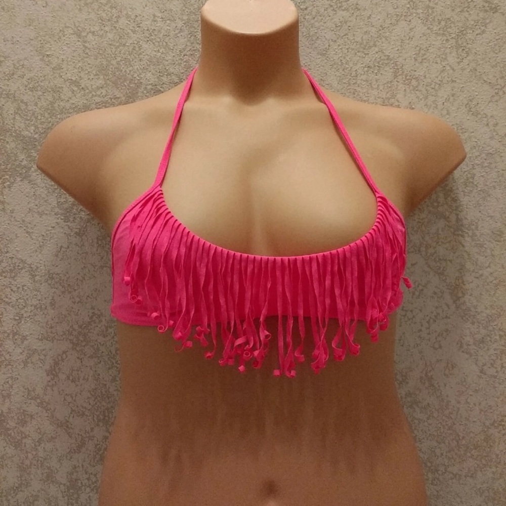 Victoria's Secret Vibrant Pink Fringe Bikini Top